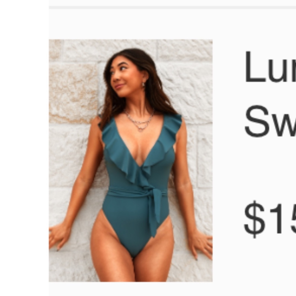 Cupshe Teal Ruffle One Piece Swimsuit